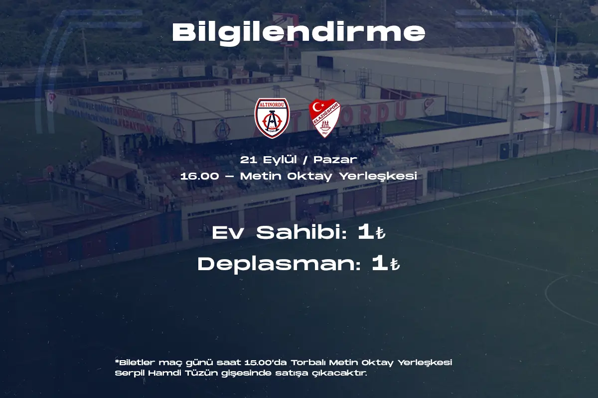 ELAZIĞSPOR MAÇI BİLETLERİ 1 TL’DEN SATILACAK