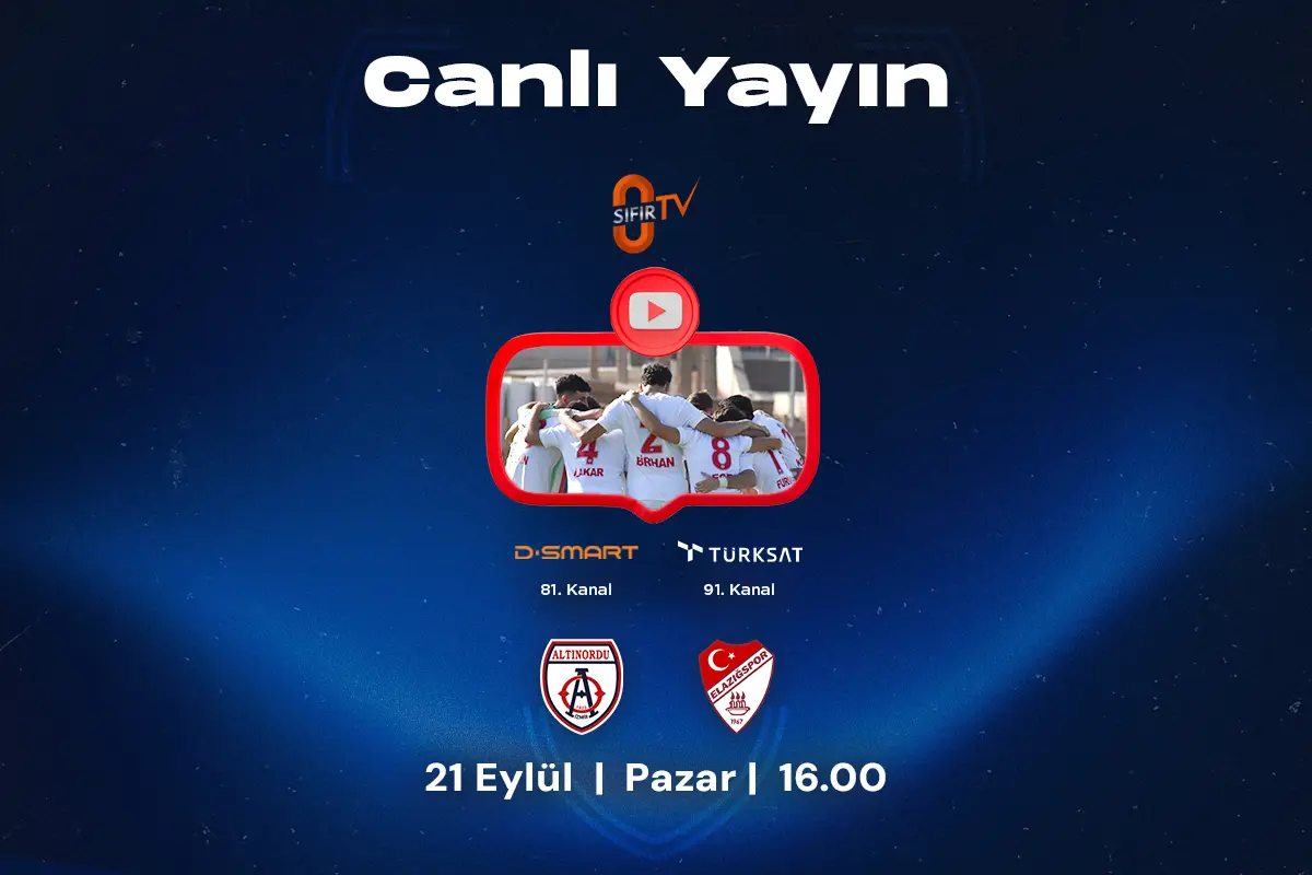 ELAZIĞSPOR MAÇIMIZ SIFIR TV’DEN NAKLEN YAYINLANACAK